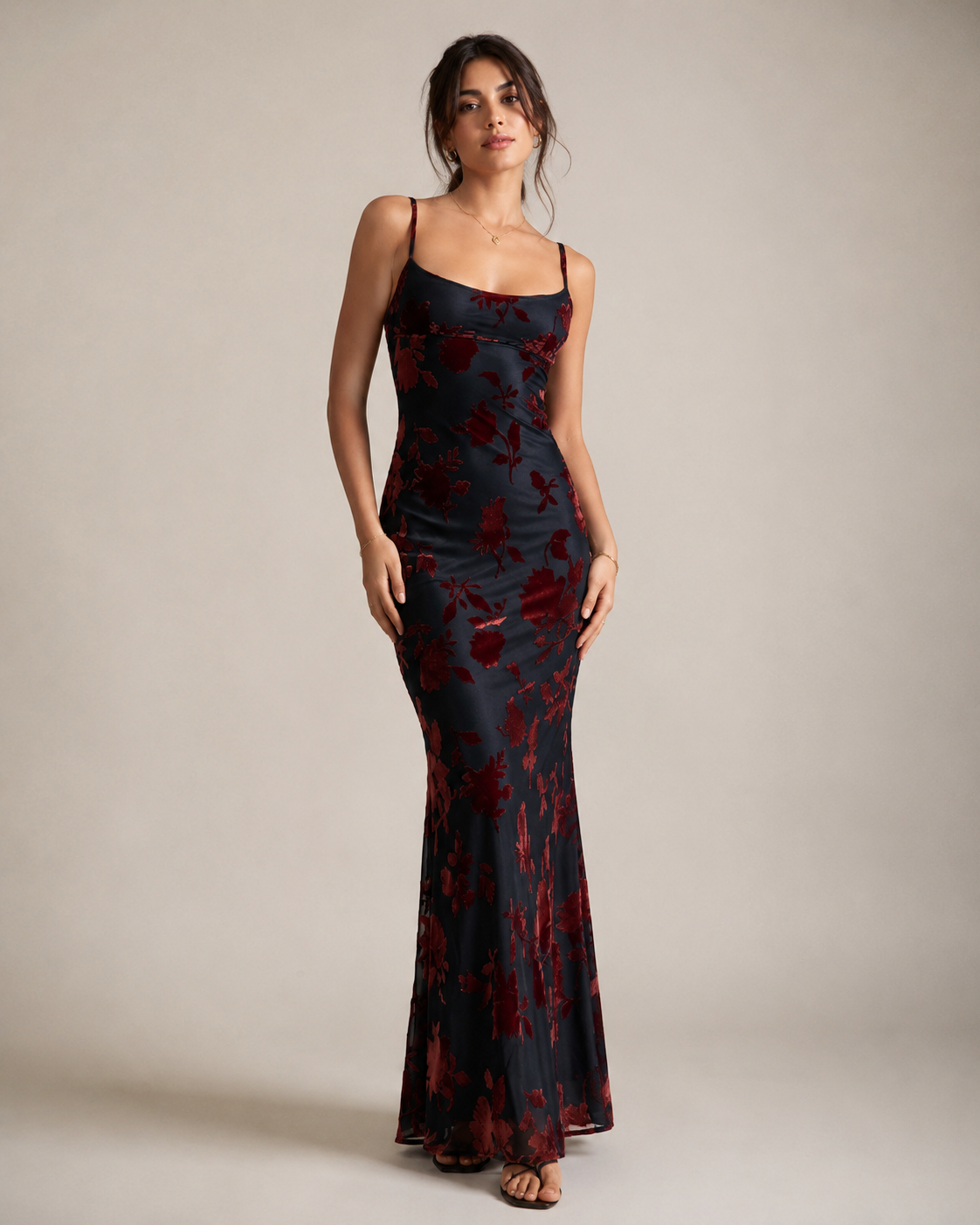 Isabella Flocked Maxi Dress