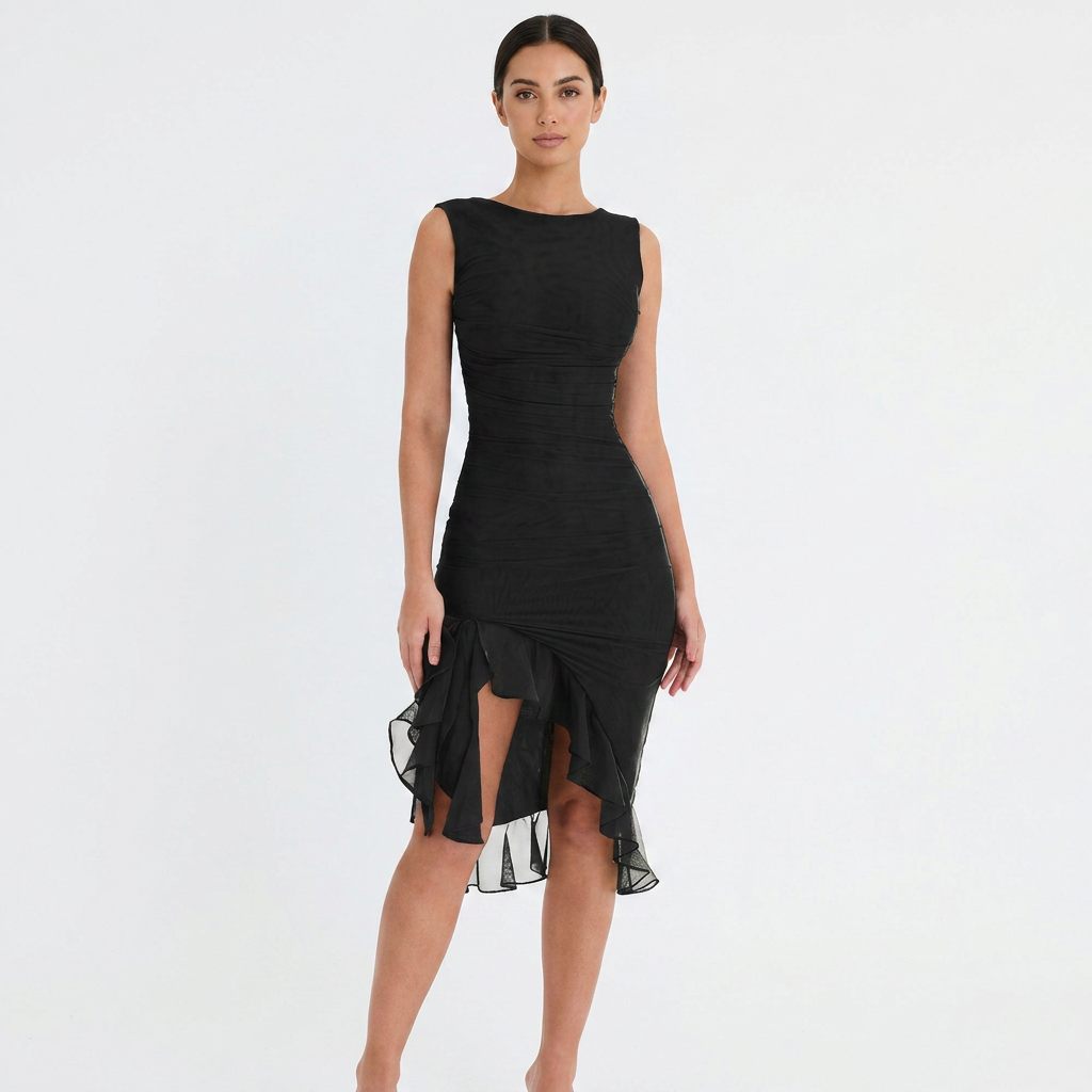 Vivienne Ruffle Midi Dress